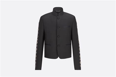 dior officer collar jacket|Officer Collar Jacket Black Wool Twill .